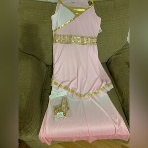 New Venus Halloween Costume Girl’s 14/16 Pink and Gold Dress with headband